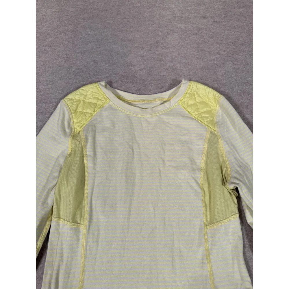 Lululemon Long Sleeve Shirt Womens 4 Yellow Stripe Quilted Run Athletic LW3791S